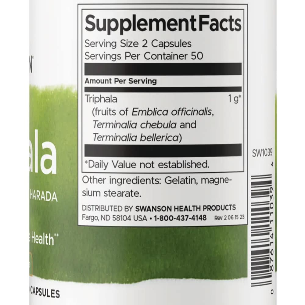Viên uống hỗ trợ tiêu hóa Swanson Triphala with Amla, Behada, Harada 500mg 100 Capsules - Ảnh 5