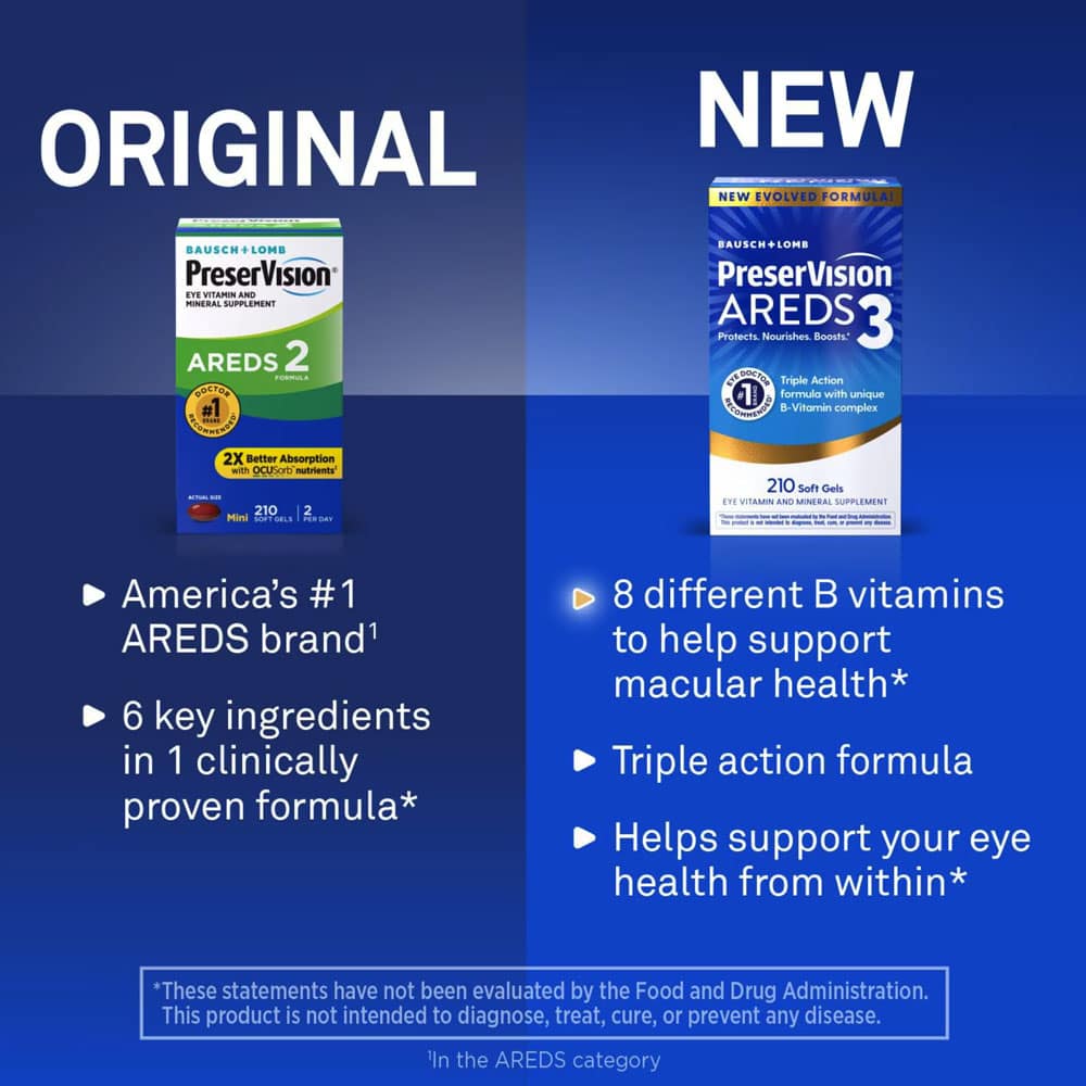 Viên uống sáng mắt cho người lớn PreserVision AREDS3 Eye Vitamin 210 Softgels - Ảnh 2