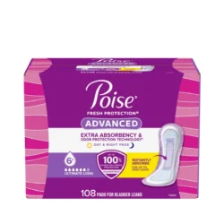 Băng thấm hút Poise Advanced Ultimate Absorbency Long Pads cho tiểu són và sau sinh, 108 miếng