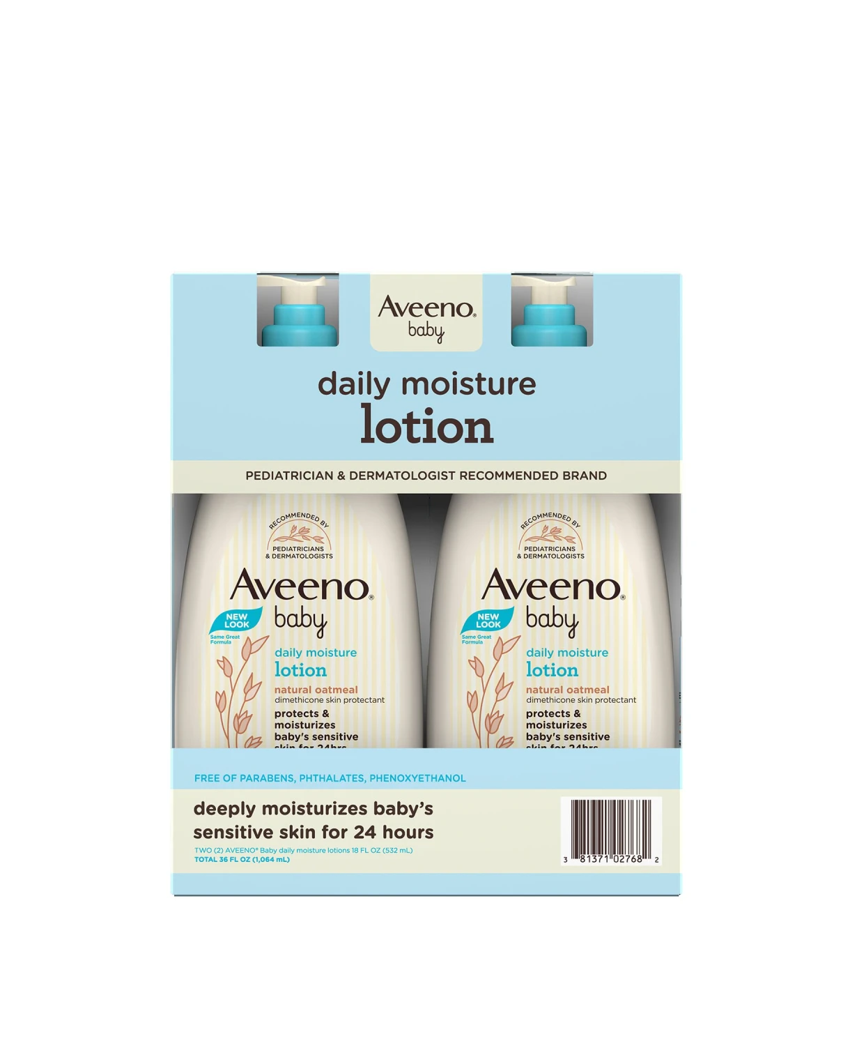 Sữa dưỡng ẩm Aveeno Baby Daily Moisture Lotion vòi pump 532 ml x2 chai