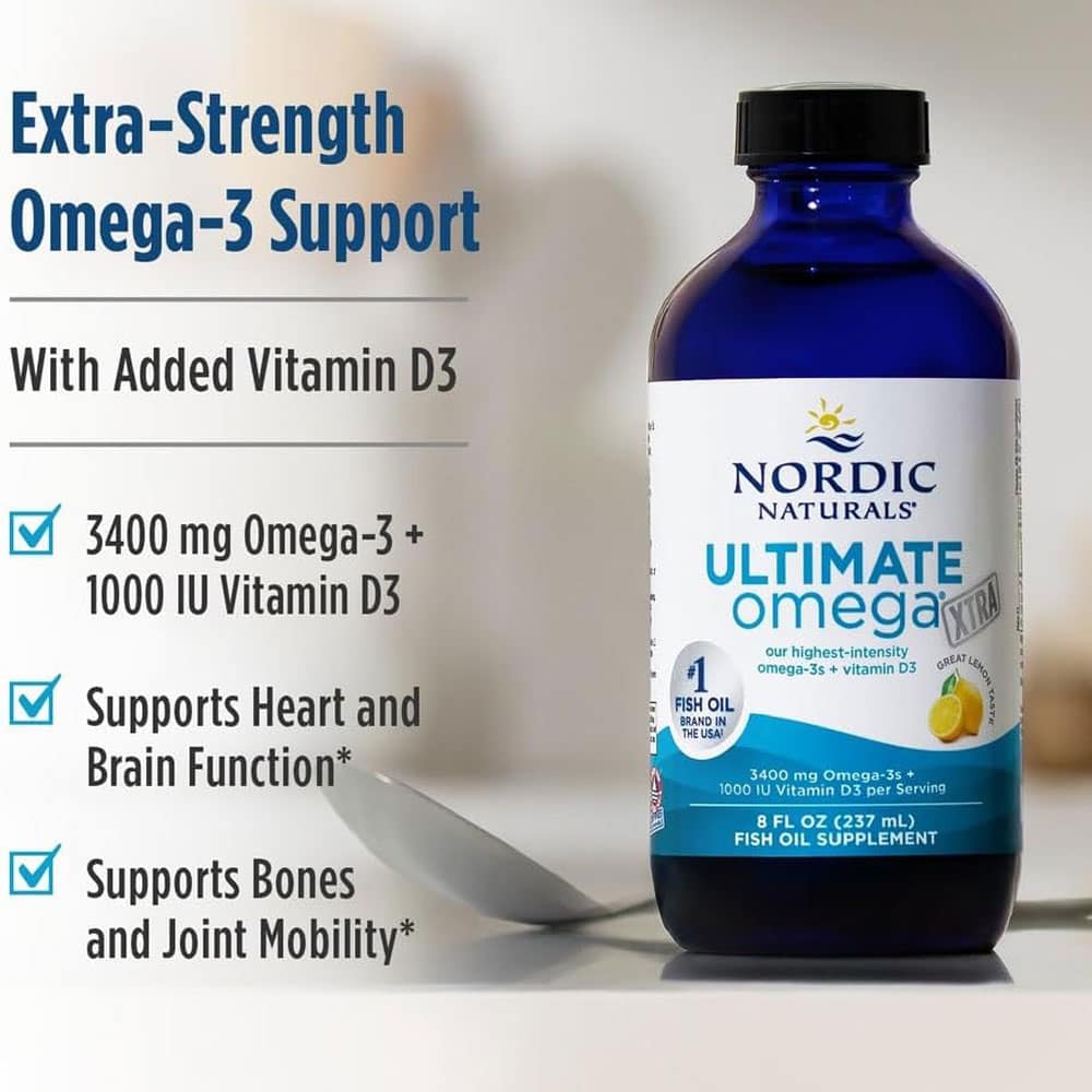 Dầu cá dạng lỏng Nordic Naturals Ultimate Omega Xtra 3400mg + D3 1000 IU vị chanh chai 237ml - Ảnh 2