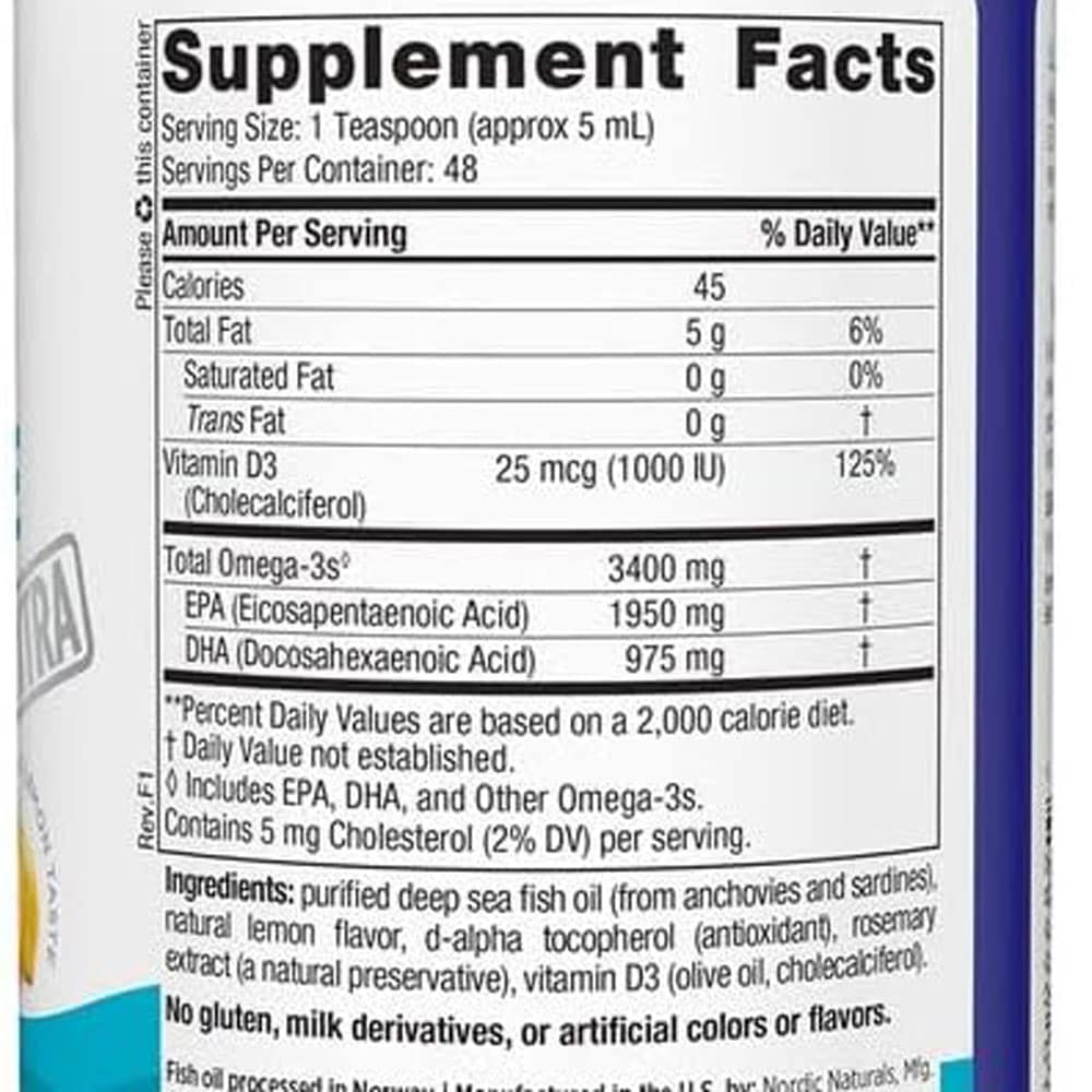 Dầu cá dạng lỏng Nordic Naturals Ultimate Omega Xtra 3400mg + D3 1000 IU vị chanh chai 237ml - Ảnh 4