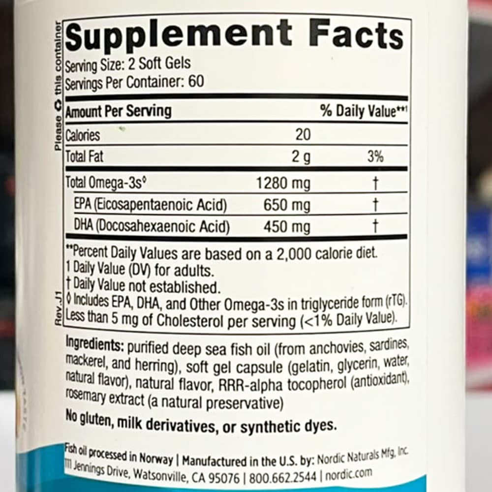 Dầu cá Omega-3 Nordic Naturals Ultimate Omega 1280mg 120 Softgels (Không hộp giấy) - Ảnh 5