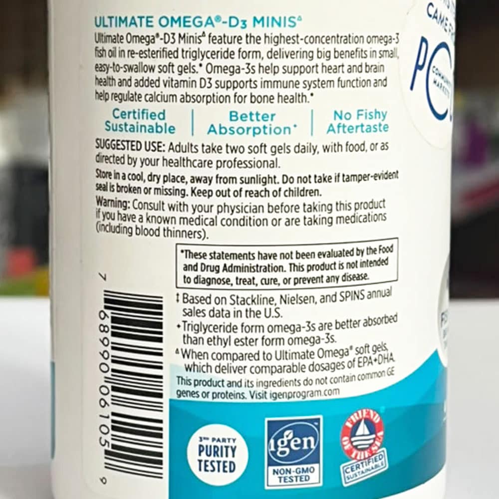 Dầu cá Omega-3 Nordic Naturals Ultimate Omega-D3 Minis 1120mg 60 Mini Softgels (Lemon) - Ảnh 6