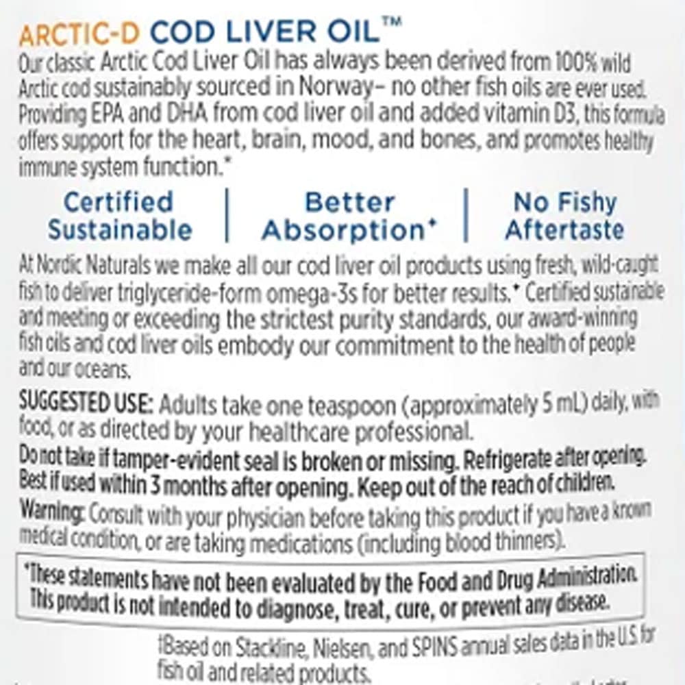 Dầu gan cá tuyết dạng lỏng Omega-3 D3 Nordic Naturals Arctic-D Cod Liver Oil (1060mg) 237ml – Lemon - Ảnh 5