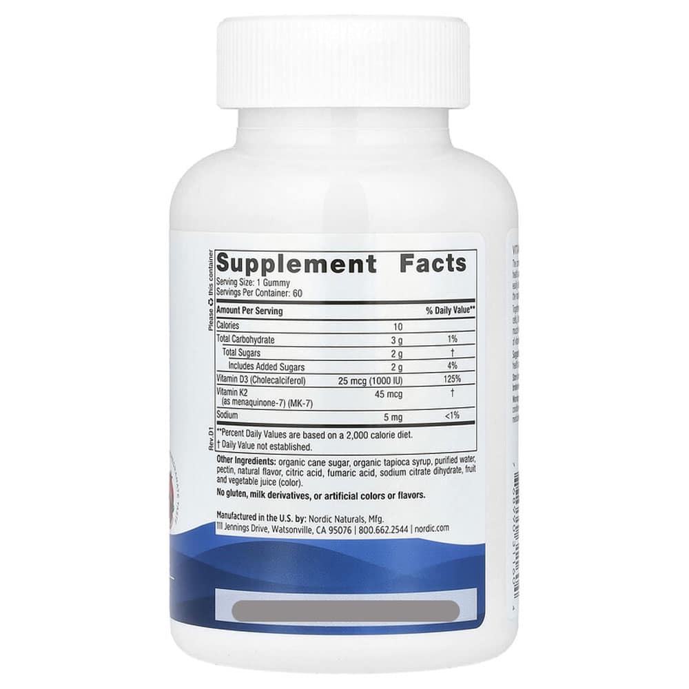 Kẹo dẻo Nordic Naturals Vitamin D3 + K2 Gummies vị lựu 60 viên - Ảnh 2