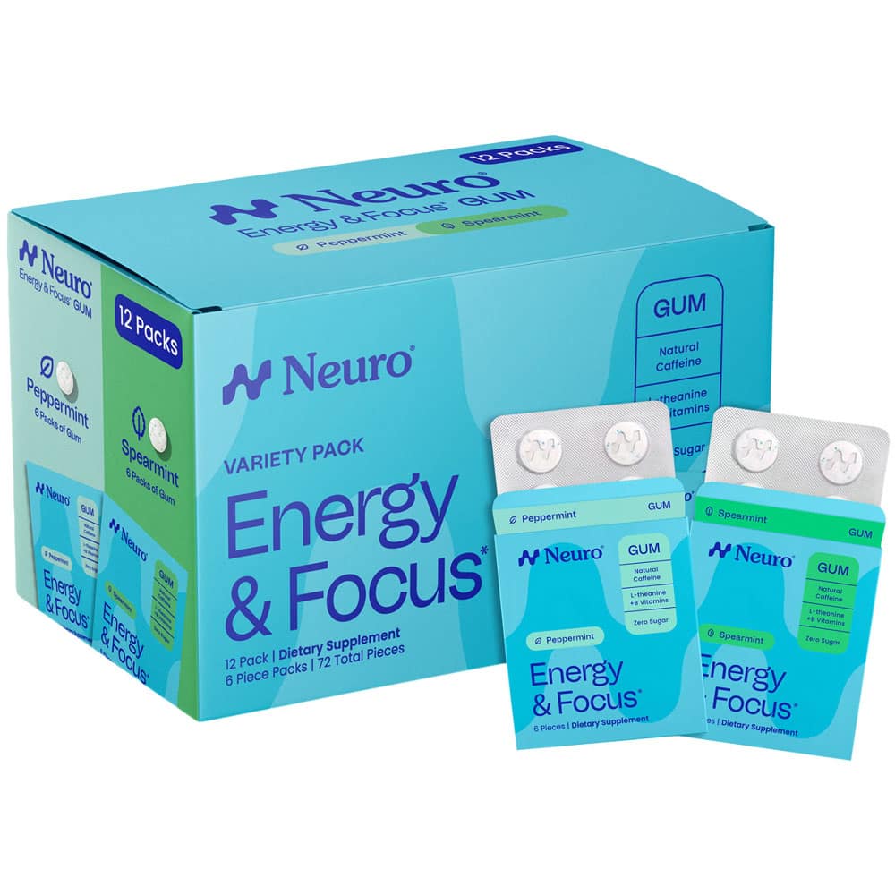 Kẹo gum NeuroGum Energy & Focus Peppermint & Spearmint 6 viên x12 gói - Ảnh 2