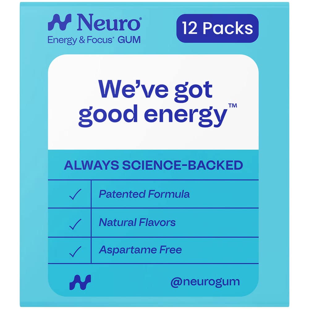 Kẹo gum NeuroGum Energy & Focus Peppermint & Spearmint 6 viên x12 gói - Ảnh 5