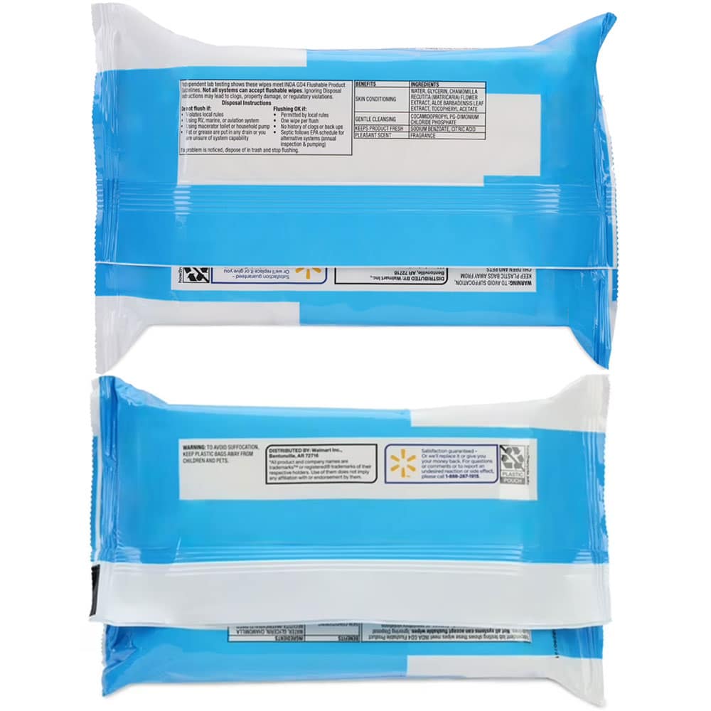 Khăn giấy ướt vệ sinh Equate Flushable Cleansing Cloths Fresh Scent 240 tờ (5 gói x48) - Ảnh 4