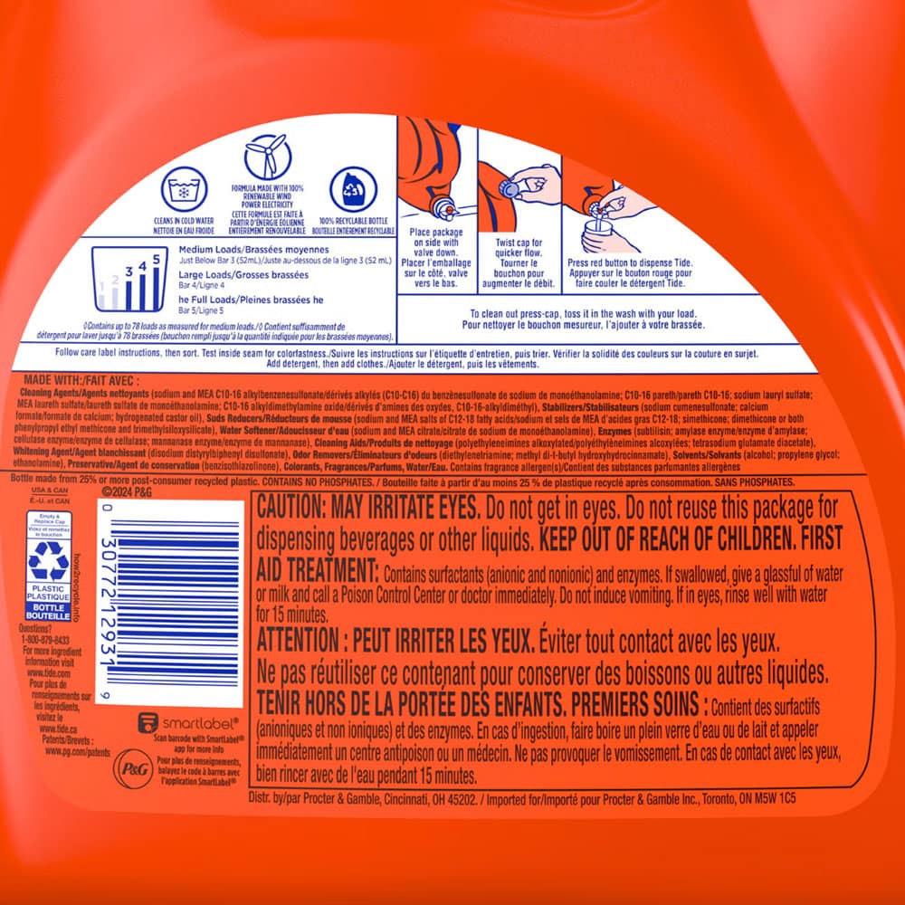 Nước giặt Tide Ultra Concentrated Advanced Power with Oxi 4.08L 78 lần giặt - Ảnh 4