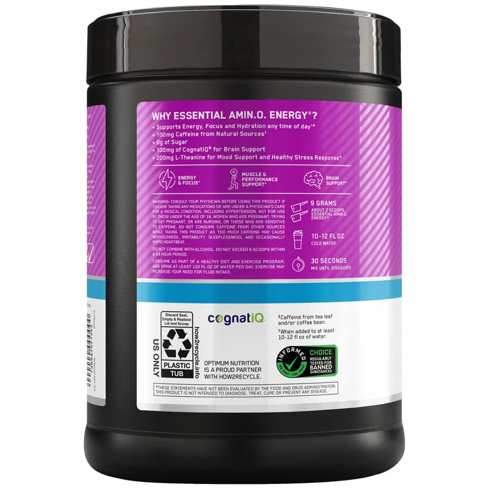 Sữa tăng cơ phục hồi năng lượng Optimum Nutrition Essential Amino Energy Hydration + Focus 648g (Vị Nho) - Ảnh 3