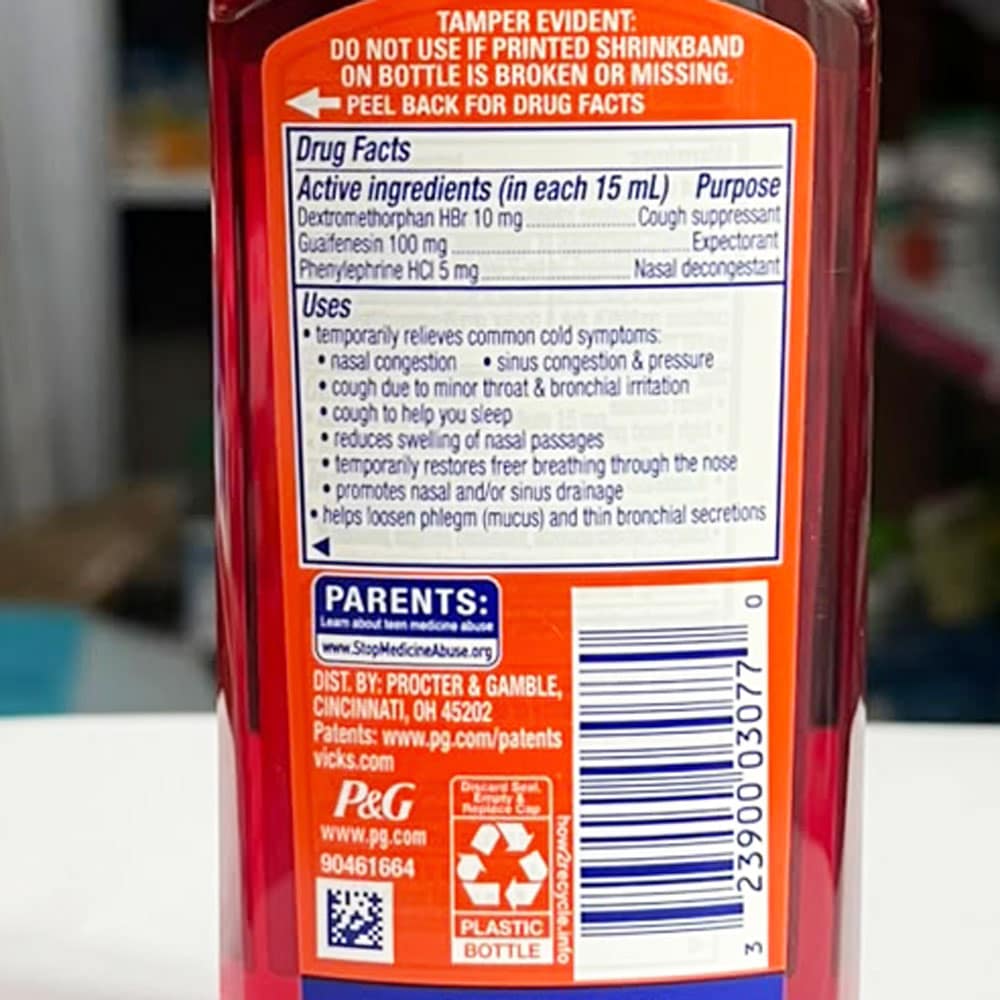 Siro cảm ho trẻ em 6+ Vicks DayQuil Kids Cold Cough Berry 236ml - Ảnh 4