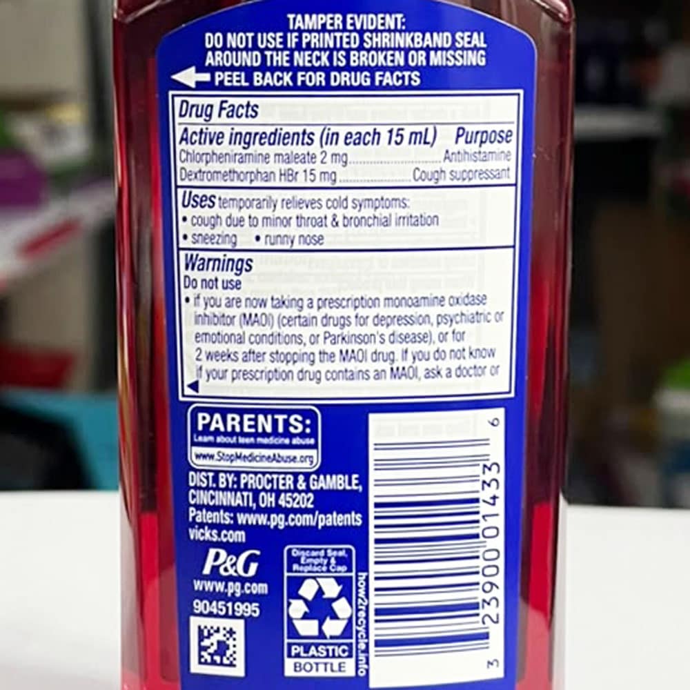 Siro cảm ho trẻ em 6+ Vicks NyQuil Kids Cold Cough Berry 236ml - Ảnh 4
