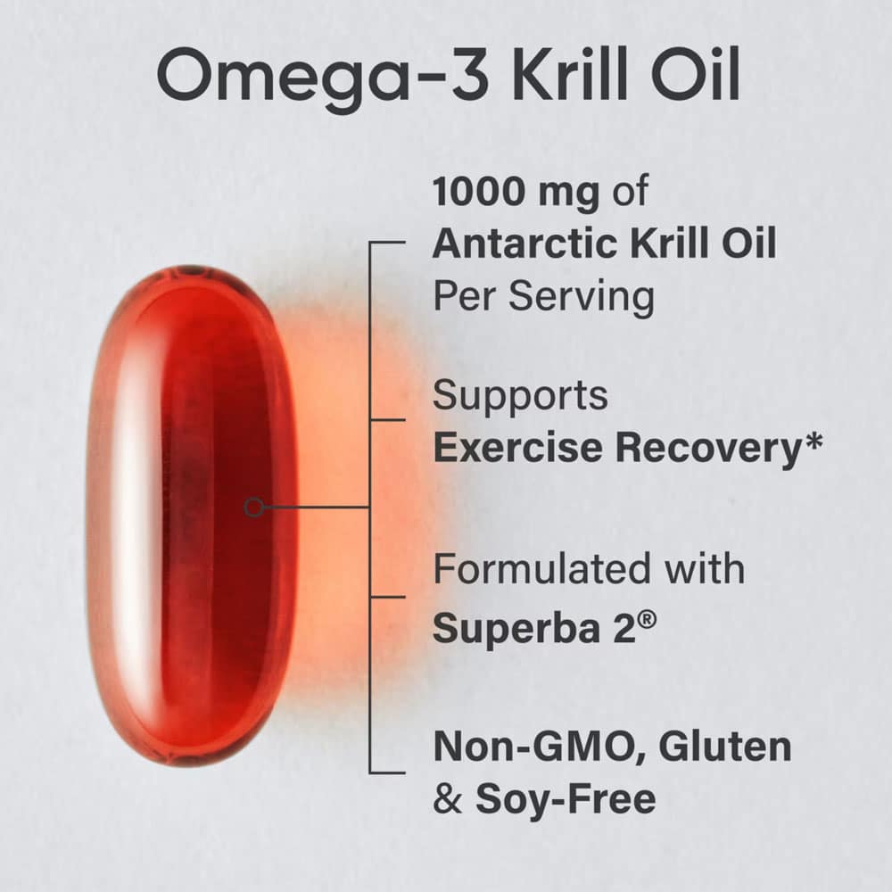 Dầu nhuyễn thể Omega-3 Double Strength Sports Research Omega-3 Krill Oil 1000mg 75 Softgels - Ảnh 2