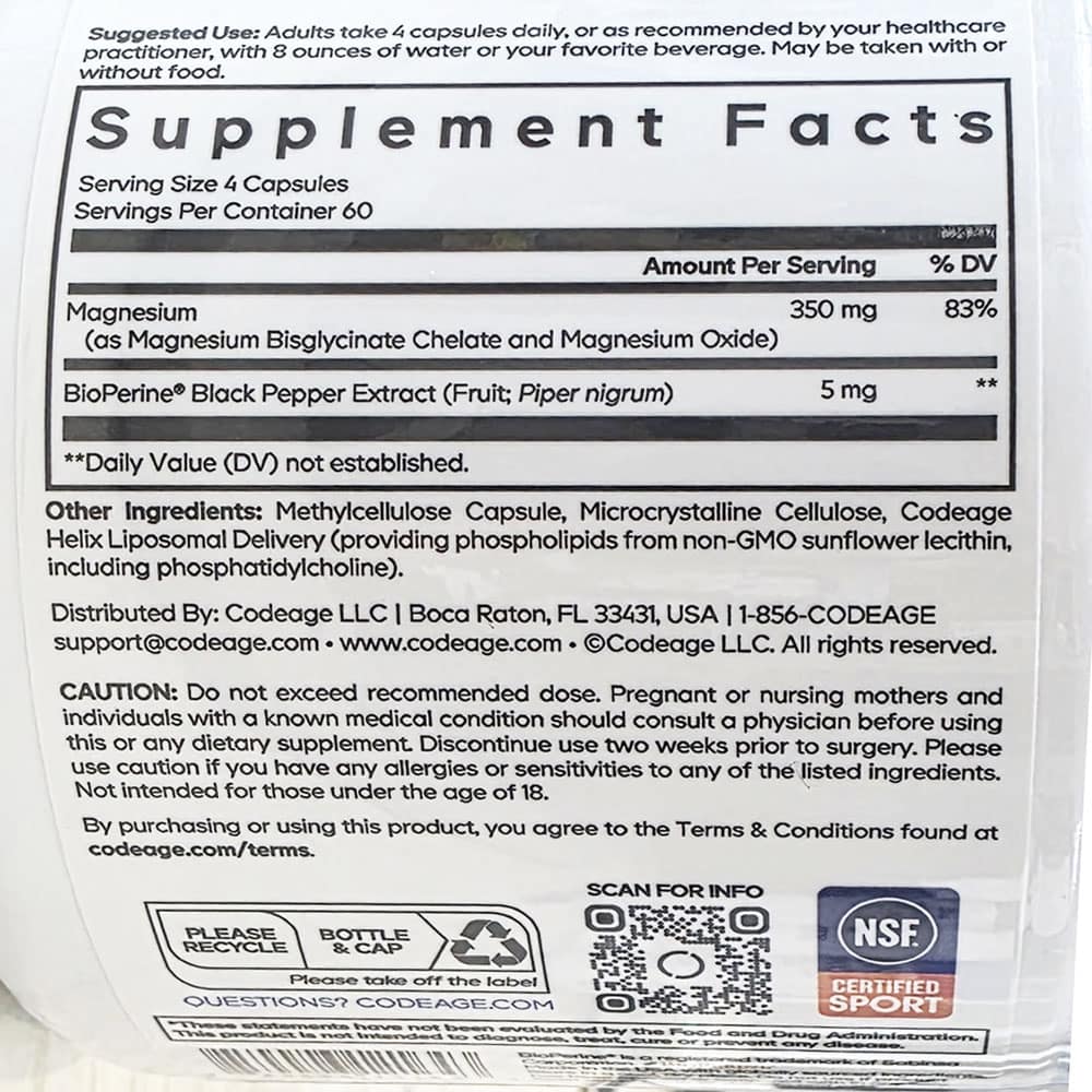 Viên uống bổ sung Magie Codeage Liposomal Magnesium Glycinate 240 Capsules - Ảnh 5