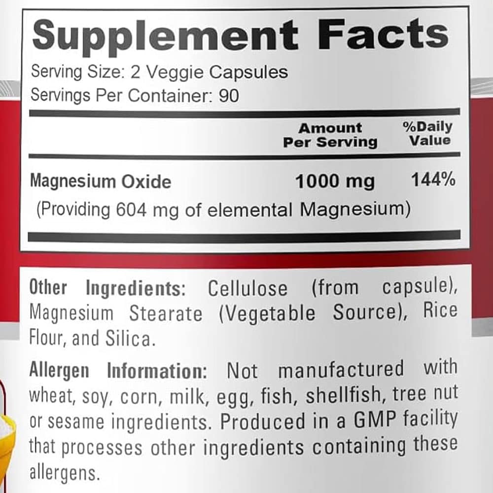 Viên uống bổ sung Magie NusaPure Magnesium Oxide 1000mg 180 Capsules - Ảnh 2