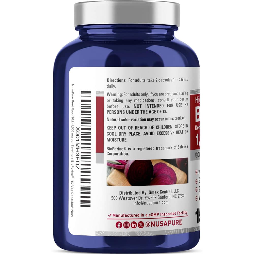 Viên uống chiết xuất củ dền NusaPure Beet Root 1000mg 150 Capsules - Ảnh 3