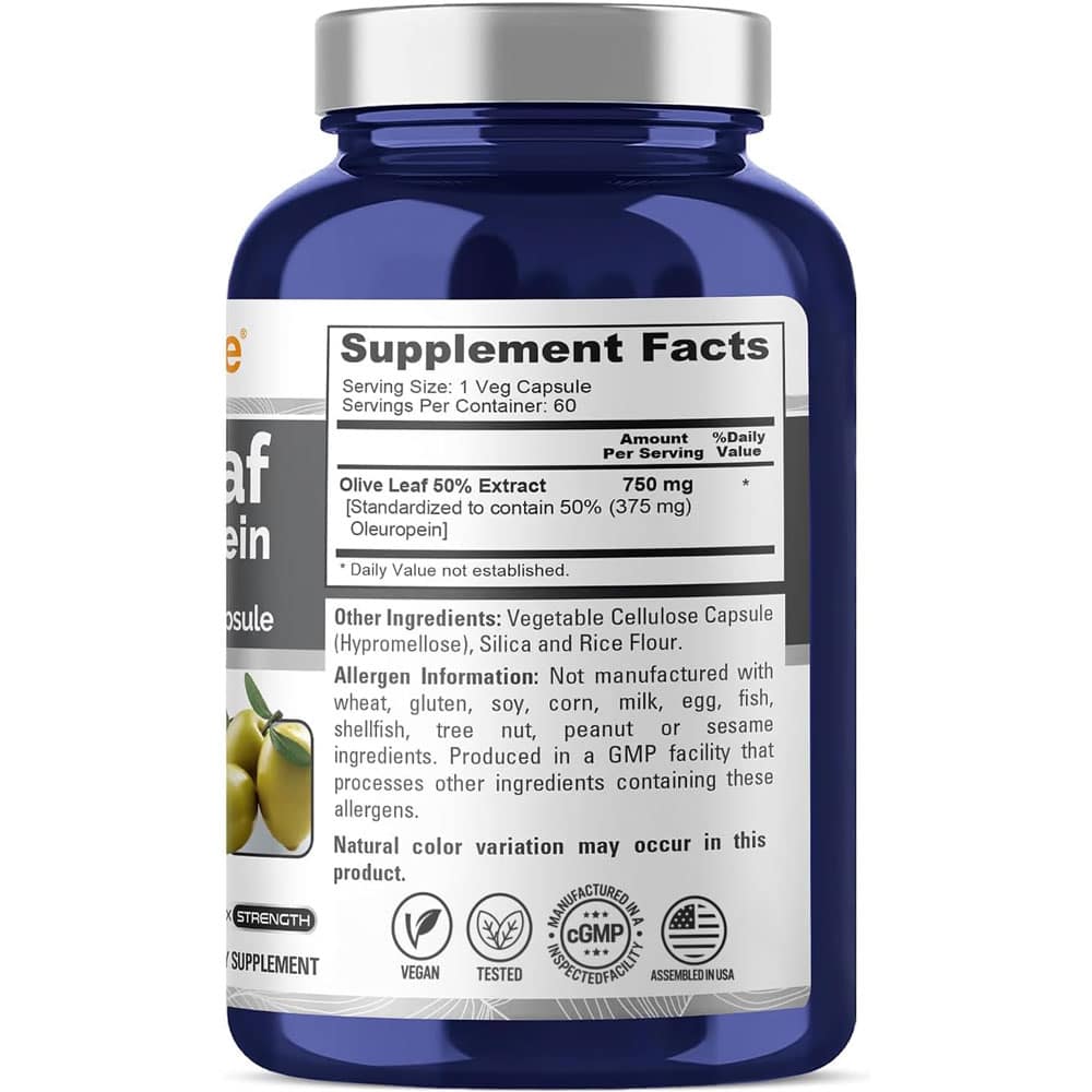 Viên uống chiết xuất lá ô liu tăng đề kháng NusaPure Olive Leaf Extract 750mg 60 Capsules - Ảnh 2
