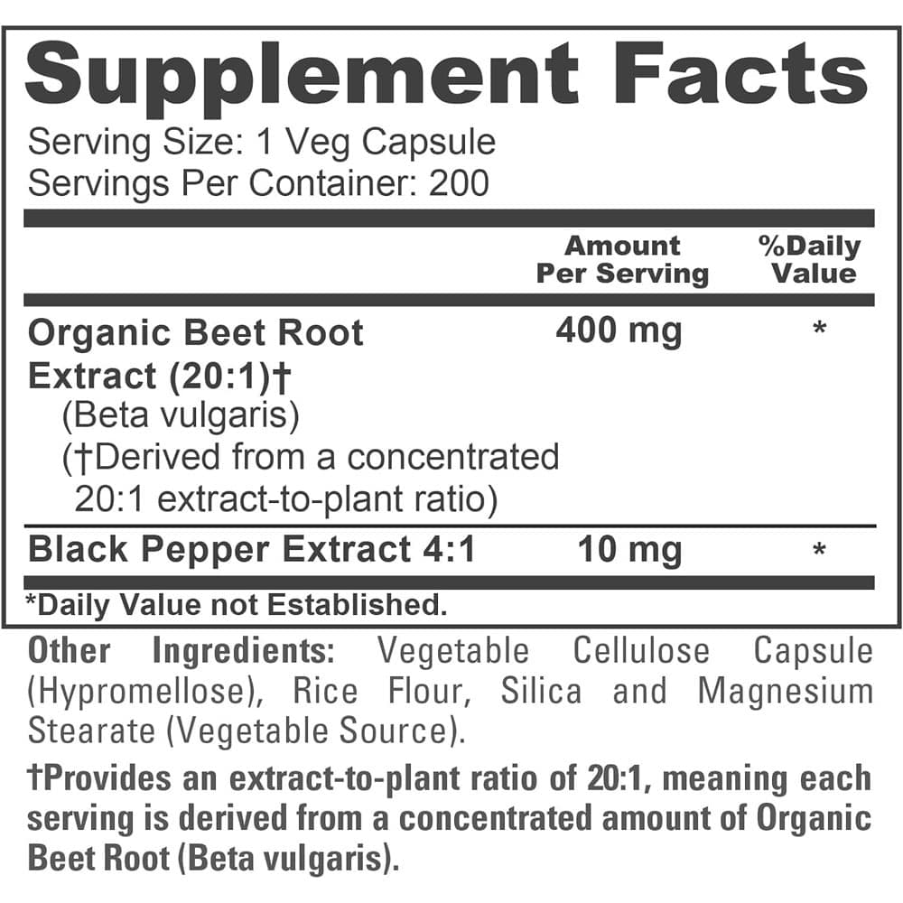 Viên uống chiết xuất củ dền hữu cơ NusaPure Organic Beet Root 400mg 200 Capsules - Ảnh 5
