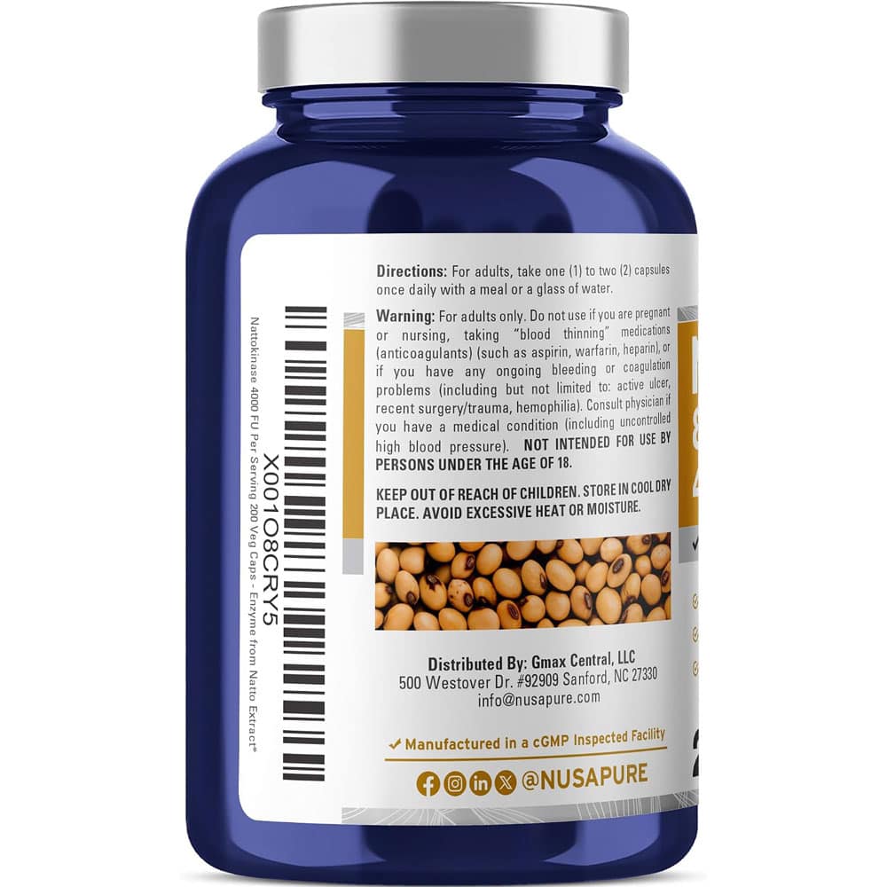 Viên uống hỗ trợ tim mạch, tuần hoàn NusaPure Nattokinase 4000 FU 800mg 200 Capsules - Ảnh 3