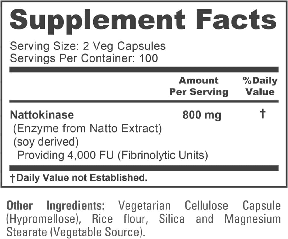 Viên uống hỗ trợ tim mạch, tuần hoàn NusaPure Nattokinase 4000 FU 800mg 200 Capsules - Ảnh 5