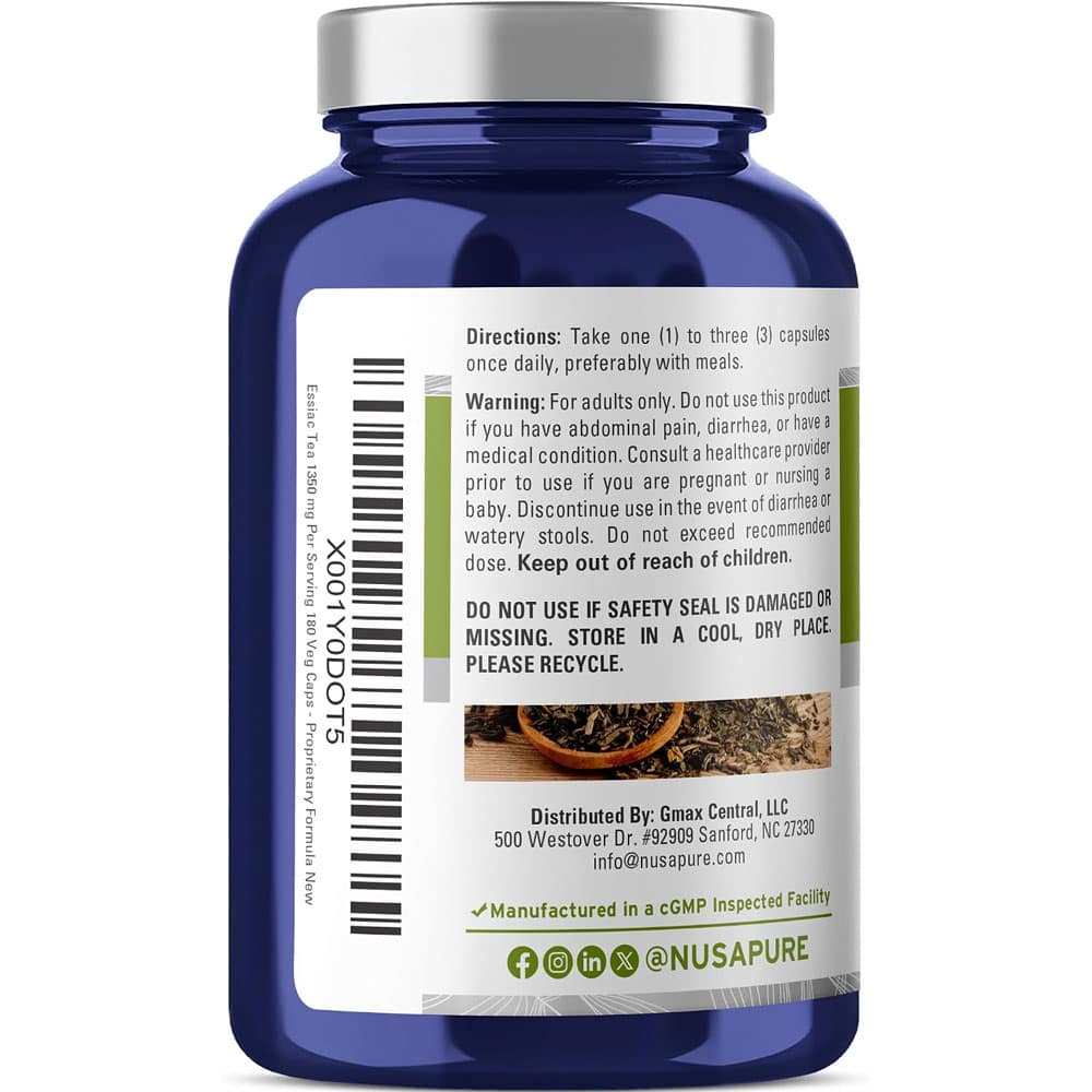 Viên uống trà thảo dược Essiac NusaPure Essiac Tea 1350mg 180 Capsules - Ảnh 3