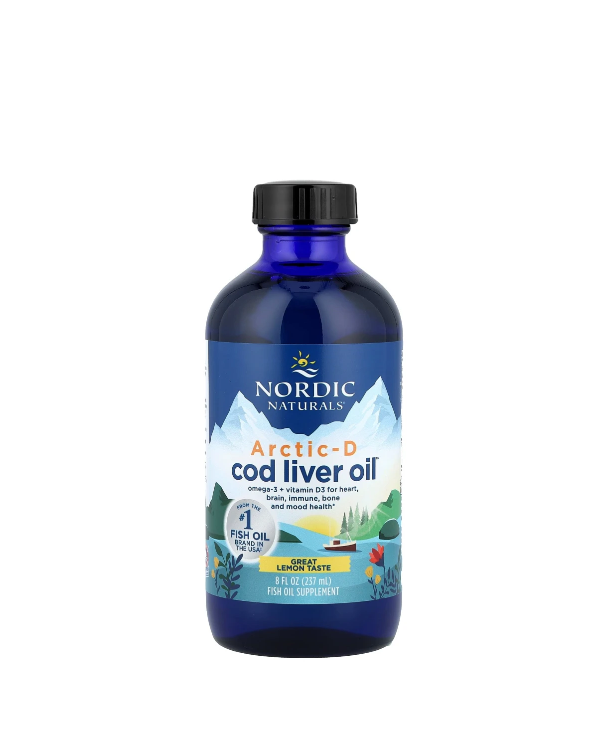 Dầu gan cá tuyết dạng lỏng Nordic Naturals Arctic-D Cod Liver Oil + D3 vị chanh chai 237ml
