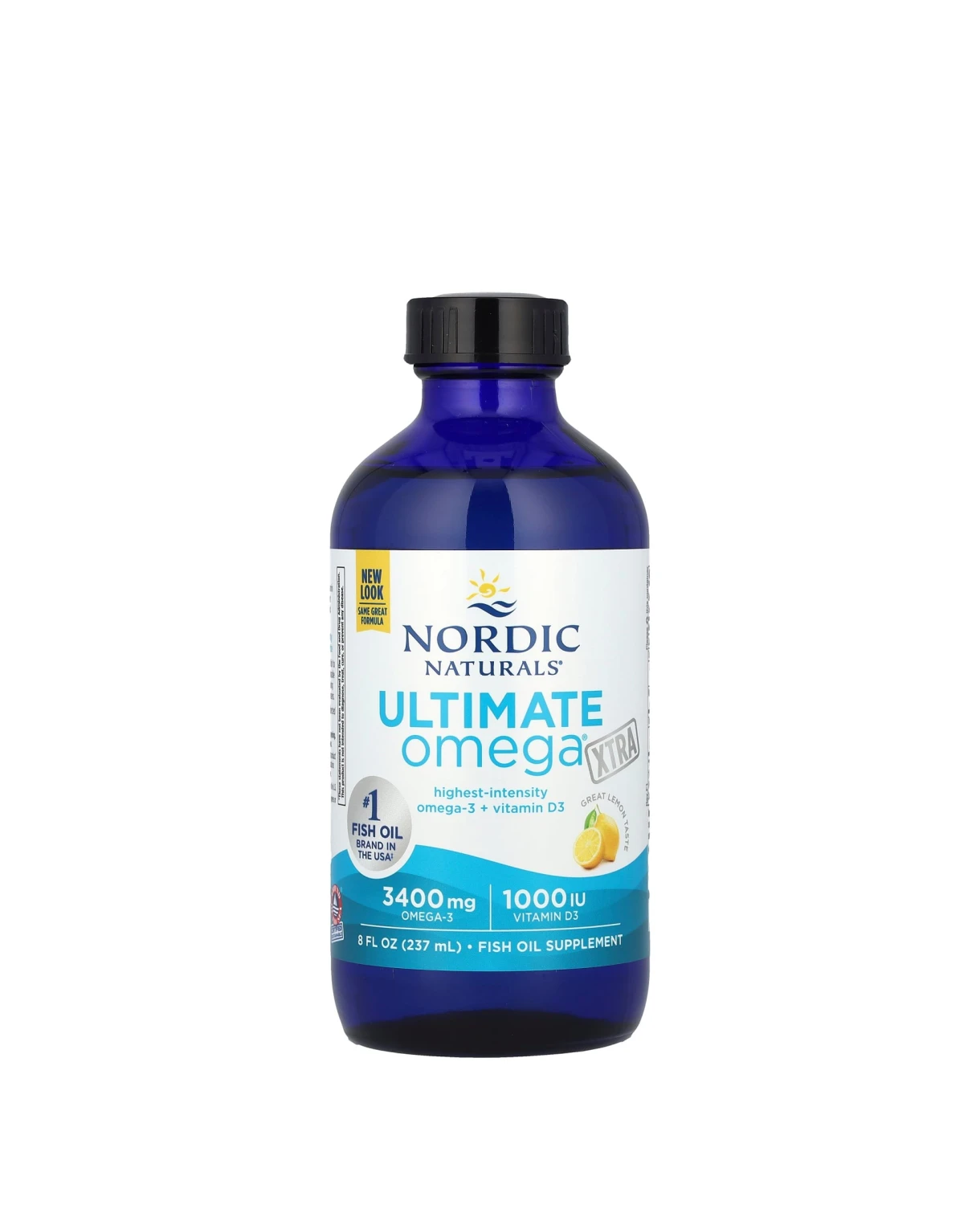 Dầu cá dạng lỏng Nordic Naturals Ultimate Omega Xtra 3400mg + D3 1000 IU vị chanh chai 237ml