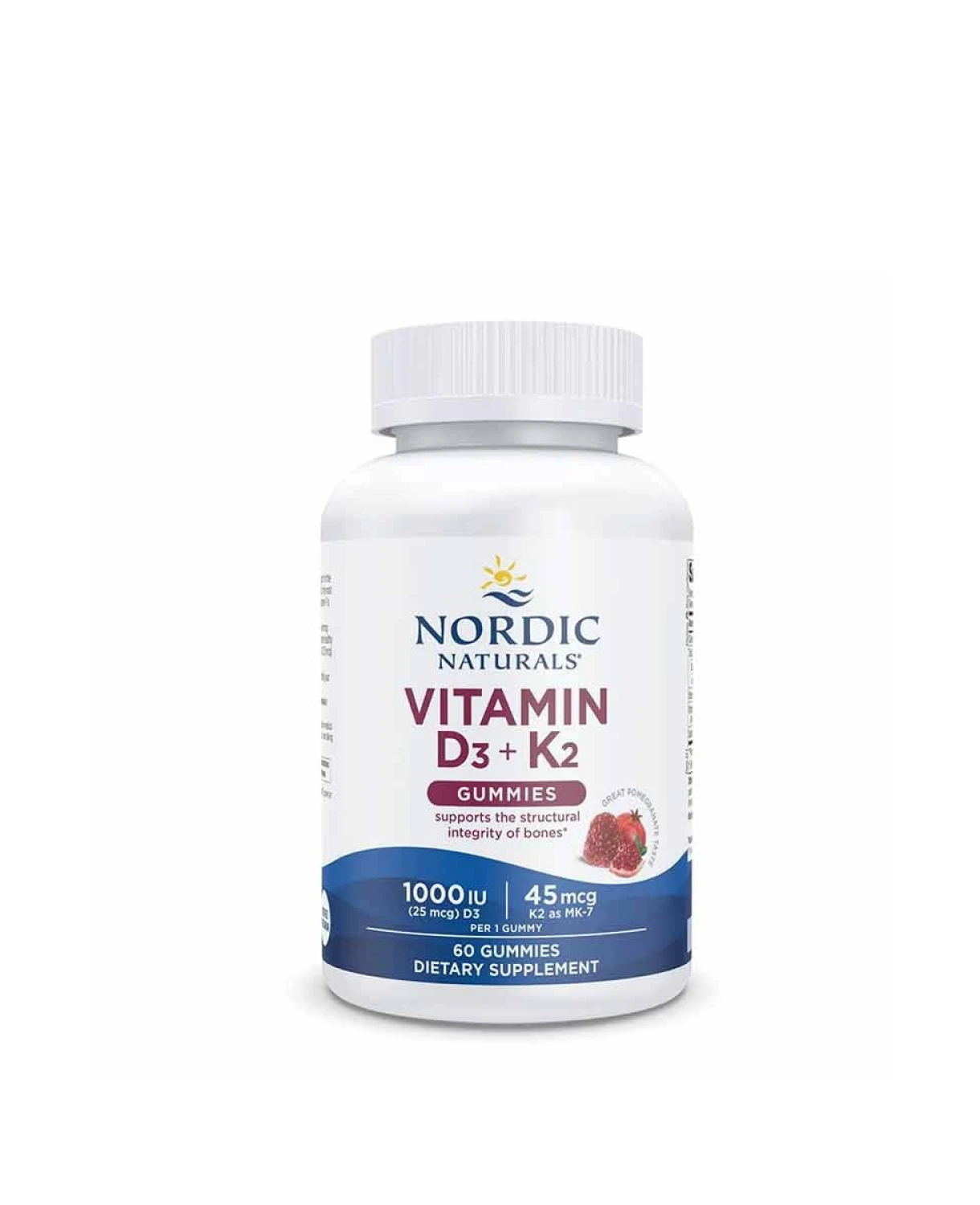 Kẹo dẻo Nordic Naturals Vitamin D3 + K2 Gummies vị lựu 60 viên