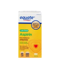 Viên giảm đau và ngăn ngừa nhồi máu cơ tim Equate Low Dose Aspirin 81mg 120 Tablets