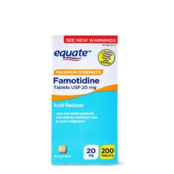 Viên uống giảm ợ nóng, axit dạ dày Equate Maximum Strength Famotidine 20mg 200 Tablets