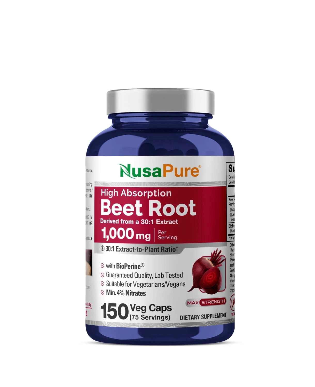 Viên uống chiết xuất củ dền NusaPure Beet Root 1000mg 150 Capsules