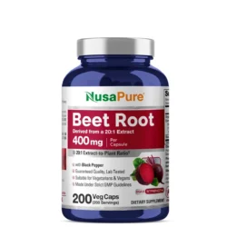 Viên uống củ dền hữu cơ NusaPure Organic Beet Root 400mg 200 Capsules