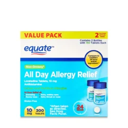 Viên uống chống dị ứng không gây buồn ngủ Equate All Day Allergy Relief Loratadine 10mg 300 Tablets (2 lọ x150 viên)