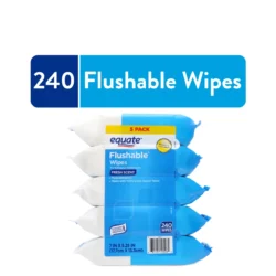 Khăn giấy ướt vệ sinh Equate Flushable Cleansing Cloths Fresh Scent 240 tờ (5 gói x48)