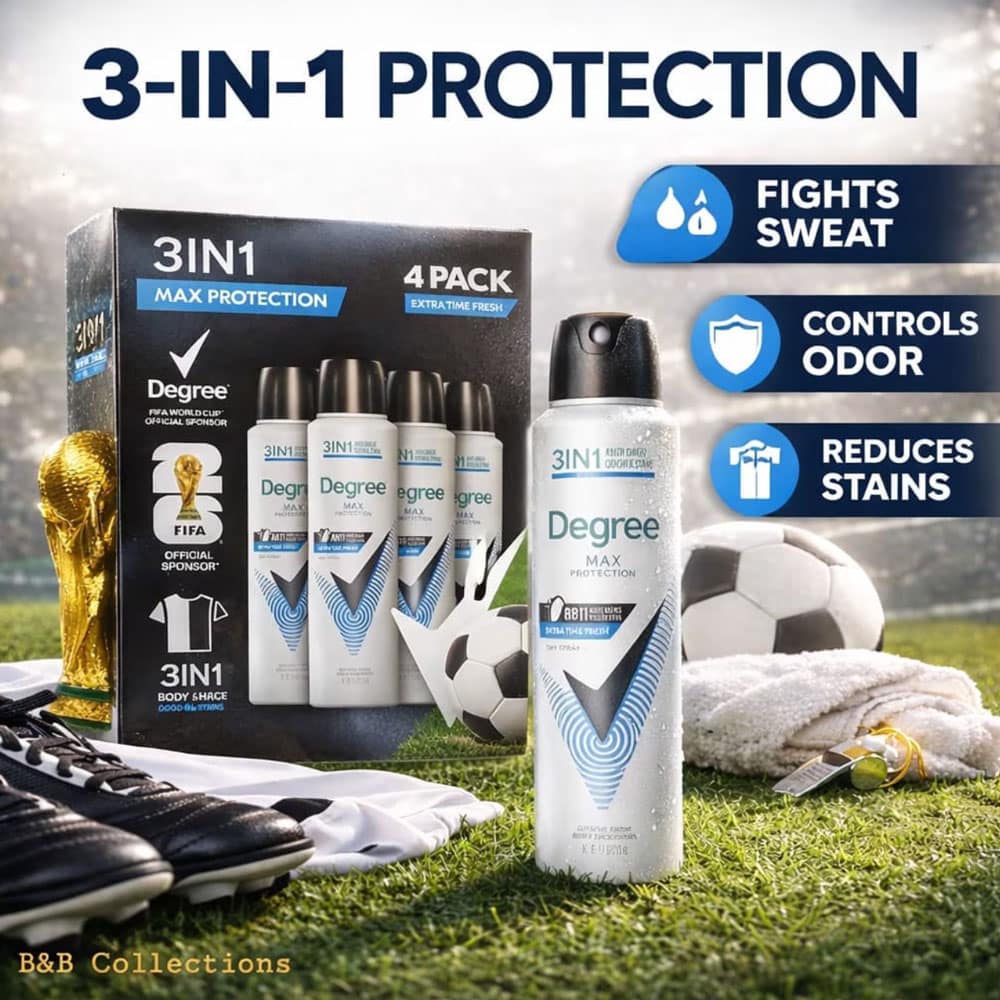 Xịt khử mùi cho nam Degree 3in1 Max Protection Extra Time Fresh 136g x4 chai - Ảnh 3