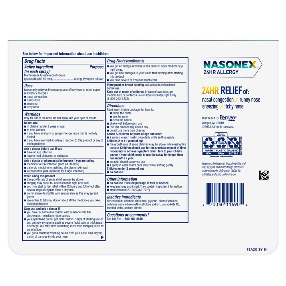 Xịt mũi Nasonex 24HR Allergy Non-Drowsy Nasal Spray 432 lần xịt - Ảnh 3
